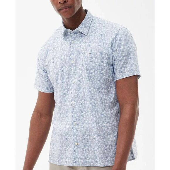 Barbour Lowick MSH5343WH32 Shirt Men's Whisper White Leaf Short Sleeve MCWW173 - Picture 1 of 9